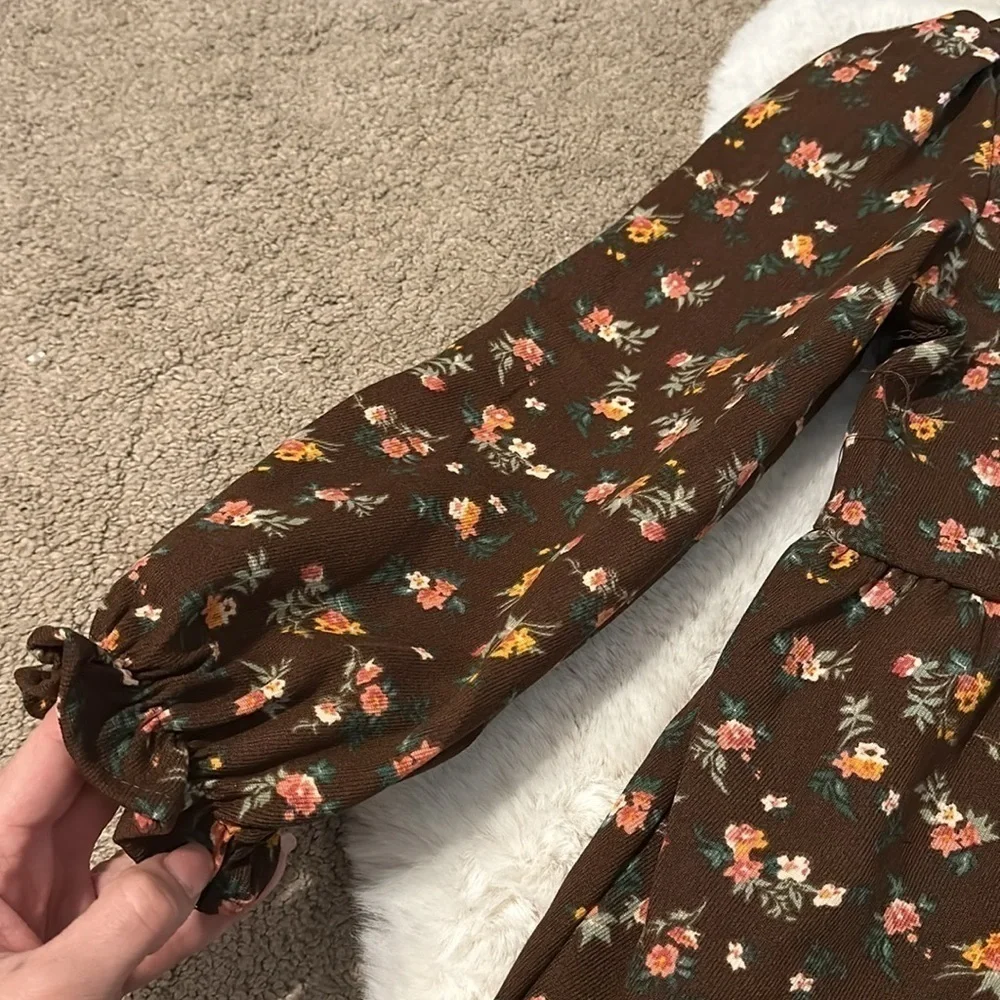 Girls fall Floral Dress and accessories